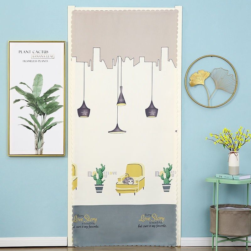 免打孔家用布艺门帘厨房卫生间客厅防蚊卧室空调帘隔断帘遮光门帘,淘宝优惠券,粉丝福利购,淘宝优惠卷