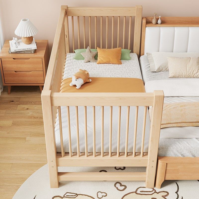 儿童拼接床高低可调婴儿实木加宽床大人可睡定制可升降围栏榉木床,淘宝优惠券,粉丝福利购,淘宝优惠卷