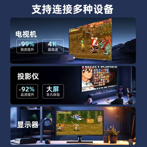 【2025全新升级款】游戏机家用连电视投影仪4K高清街机双人手柄摇杆经典FC红白机礼物送老公男友 - 图0