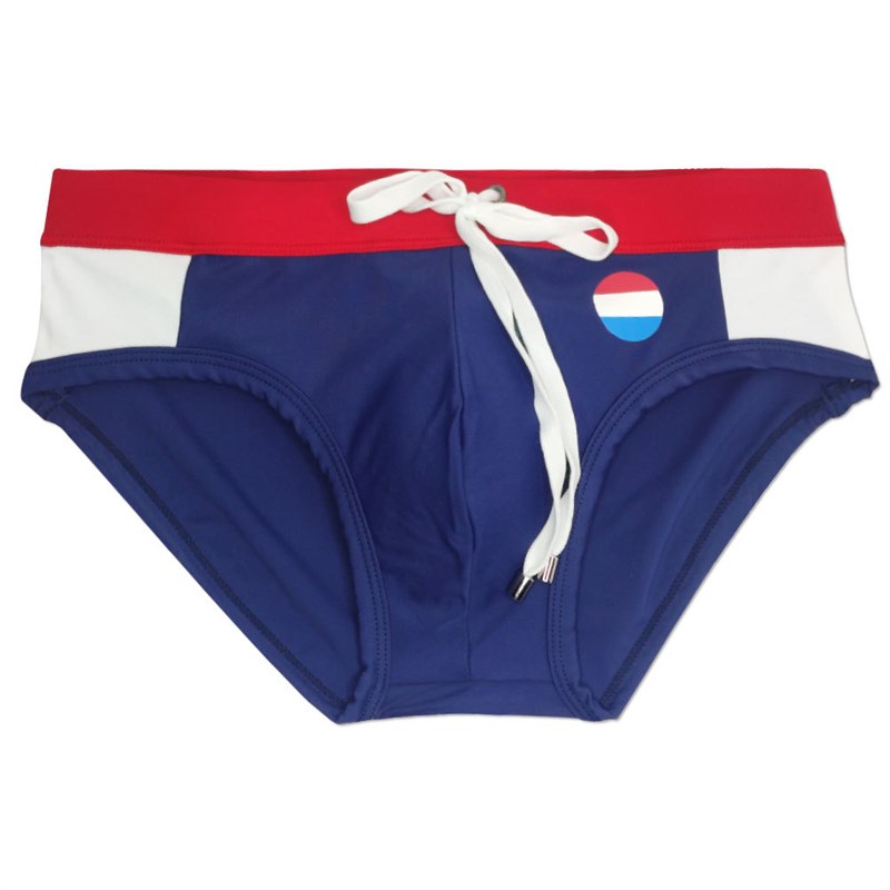 新款男士泳裤防尴尬低腰系绳三角贴身裤海边潮冲浪时尚泳池泳衣男 - 图3