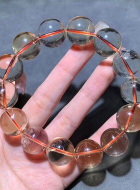 天然透明黄水晶手l链单圈黄色海胆手链夫妻礼品珠宝男女一件一幅