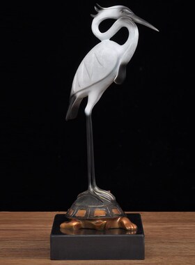 彩铜龟鹤延年摆件松鹤铜龟家居客厅装饰品送老人长辈祝贺寿礼品