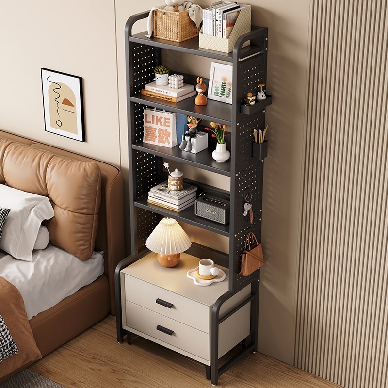 Iron art widened hole board bedroom bedside table above the heightened storage rack storage rack multi-layer bedside shelf bookshelf