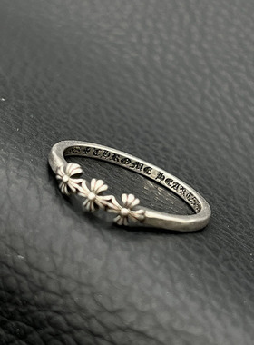 s925纯银克罗伈复古五芒星戒指男女款欧美个性嘻哈细戒叠戴指环潮