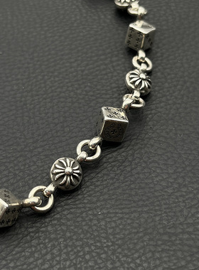 s925纯银克罗伈复古骰子项链男女欧美嘻哈个性小众霸气潮牌毛衣链