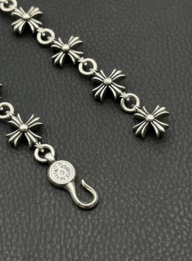 s925纯银克罗伈复古十字花手链男女欧美嘻哈个性小众十字架经典款