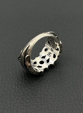 s925纯银克罗伈复古KT鸢尾花戒指男女欧美个性嘻哈霸气指环做旧款