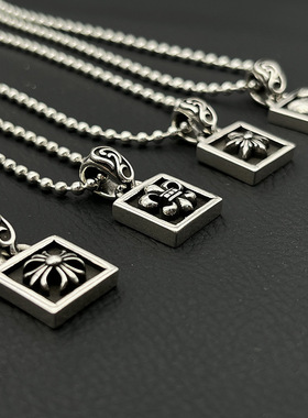 s925纯银克罗伈复古十字花项链男女童军花六芒星桃心吊坠毛衣链潮