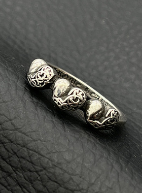 s925纯银克罗伈复古戒指男女十字花指环藤蔓十字架经典款尾戒叠戴