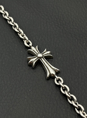 s925纯银克罗伈复古十字架手链男女欧美嘻哈个性小众细链经典款