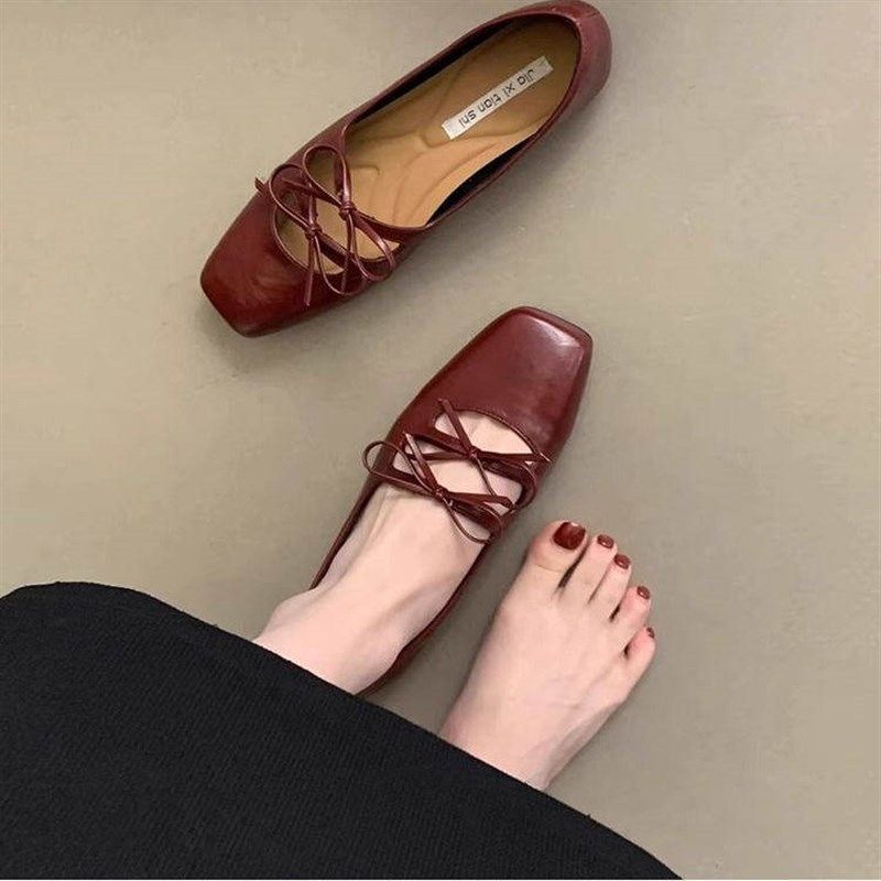 平底银色单鞋女方头玛丽珍女鞋2025新款红色温柔晚晚奶奶鞋豆豆鞋,淘宝优惠券,粉丝福利购,淘宝优惠卷