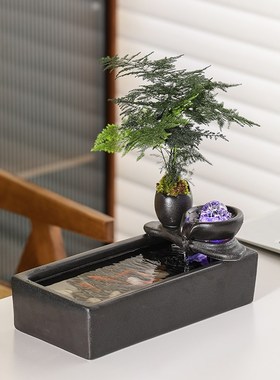 流水摆件循环水时来运转水晶球生财办F公室桌面装饰品开业乔迁礼