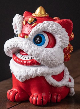 可爱小醒狮萌宠摆件国潮高级感小众礼物舞狮招财家居客厅桌面装饰