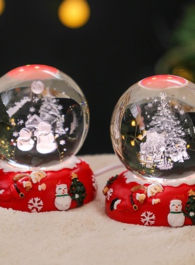 创意圣诞老人水晶球摆件办公室桌面装饰品送儿童圣诞节平安夜礼物
