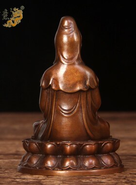 真古意 铜观音菩萨佛像摆件观世音铜像随身车载摆放工艺品