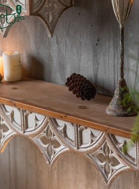 民宿客厅装饰墙架复古风拍摄道具美式做旧餐厅置物架咖啡厅背景墙