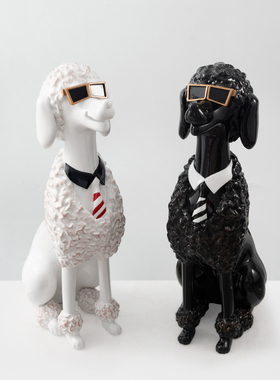 贵宾犬落地摆件客厅茶几迎宾狗家居装饰品托盘沙发电视柜旁边大号