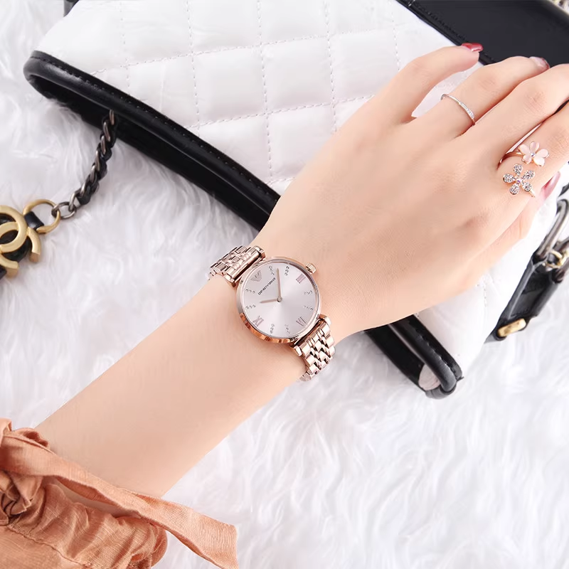 Armani Women's Gypsophila Diamond Waterproof Quartz Pink Dial Watch