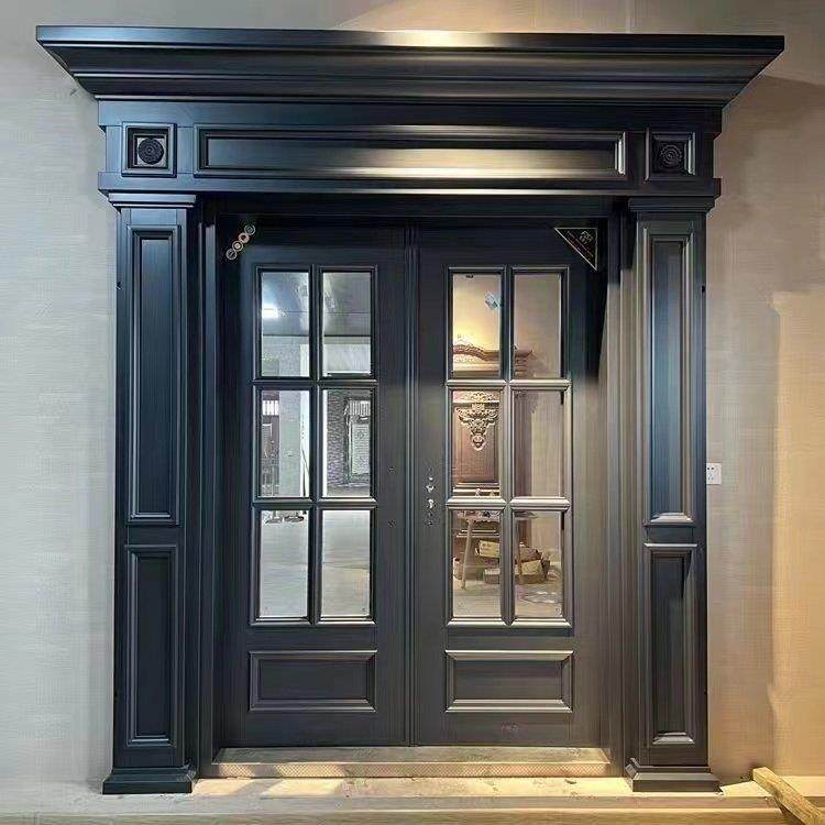 锌合金玻璃金刚纱新中式仿铜拼接对开自建房堂屋农村别墅农村大门,淘宝优惠券,粉丝福利购,淘宝优惠卷