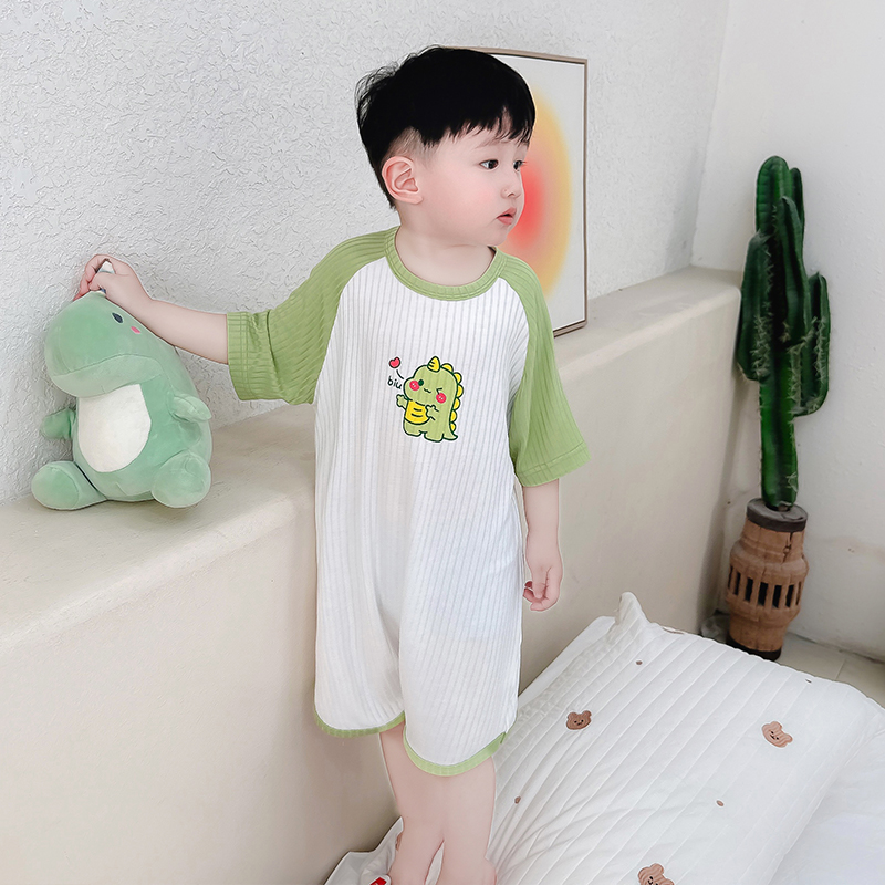 男童睡衣夏款2023新款薄款纯棉宝宝儿童连体睡袋夏季防着凉空调服 - 图1