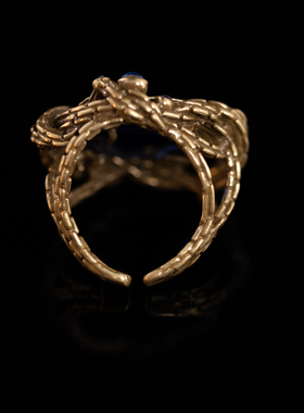 蓝色琉璃戒指女款高级感可调节