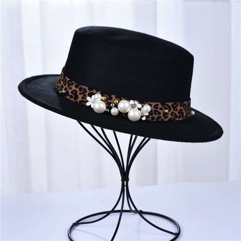 儿童英伦秋冬毛呢帽复古宽檐平顶爵士帽黑色羊毛小礼帽亲子毛毡帽,淘宝优惠券,粉丝福利购,淘宝优惠卷