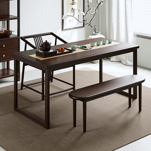 新中式家用实木茶桌组合家用客厅泡茶桌茶室喝茶桌子阳台小茶台几 - 图0