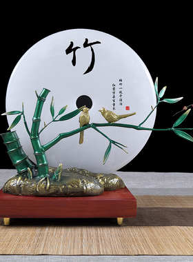 铜摆件玉石平安扣高档中式家居饰品开业送礼办公室桌面玄关送领导