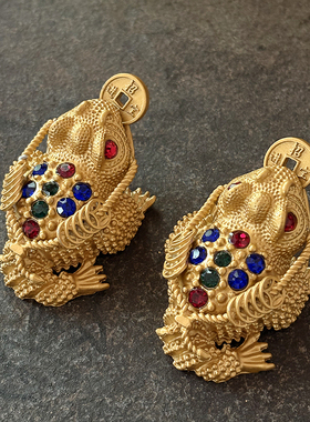 黄铜三足金蟾招财摆件