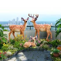 Garden Decorated Patio Outdoor Landscaped Animal Decorations Resin GRP Emulation Plum Blossom Deer Sculpture Pendulum