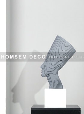 简约轻奢创意软装饰品叠片剪影抽象F人物摆件样板房间展厅雕塑