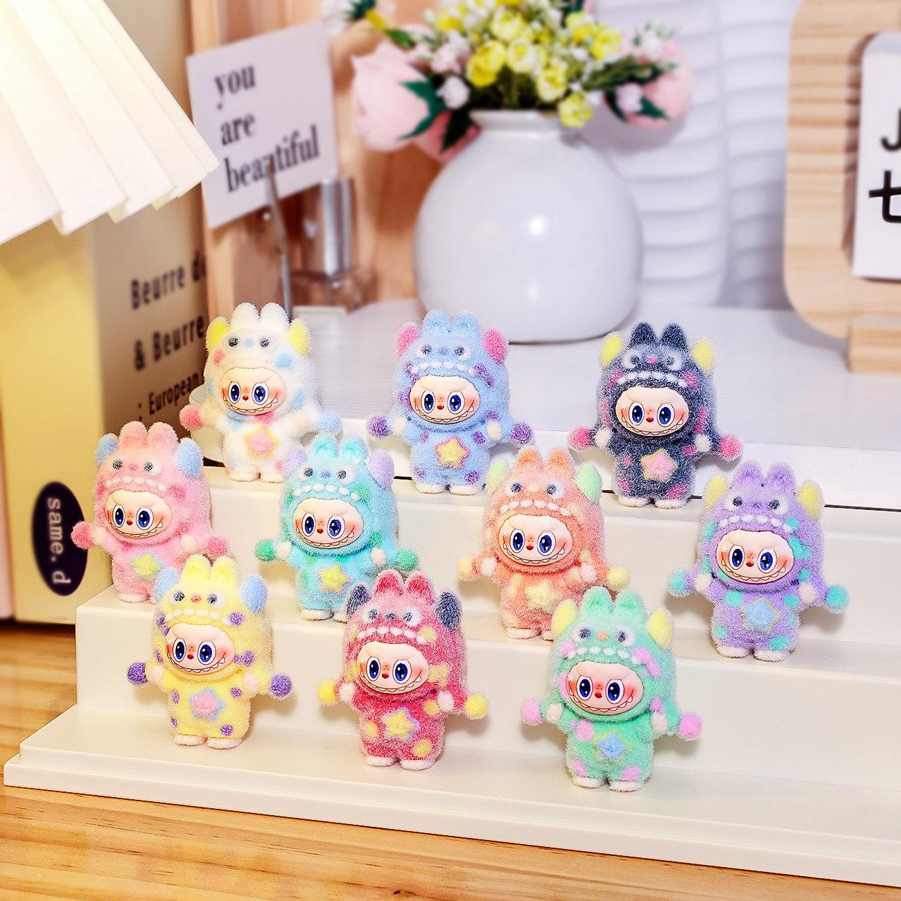 新款植绒波点怪兽萌粒公仔直播盲袋车载迷你桌面小摆件批发 - 图1