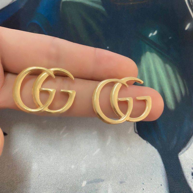 S925银针韩国东大门GG字母个性简约时尚gg耳钉时髦金属风耳环耳饰 - 图1