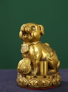 纯铜狗西北化角缺解房屋铜猪虎老鼠小铜鸡吉12生肖金猪摆件的祥物