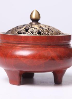 纯铜香炉家用雕花檀香炉室内禅意盘香茶道熏香炉艾柱薰炉蚊香盘