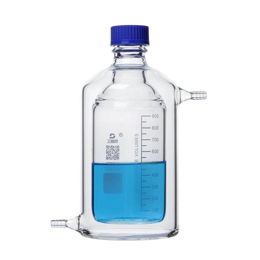 三爱思夹套蓝盖试剂瓶高硼硅双层丝口试剂瓶100-1000ml双层筒形平,淘宝优惠券,粉丝福利购,淘宝优惠卷