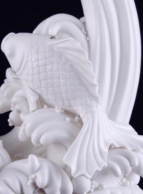 陶瓷鲤鱼跃龙门《年年有余》招财摆件家居办公室开业乔迁礼品高档