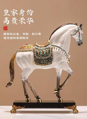 皇室骏骑马到成功摆件珐瑯彩合金工艺礼品摆饰办公室玄关装饰品乔