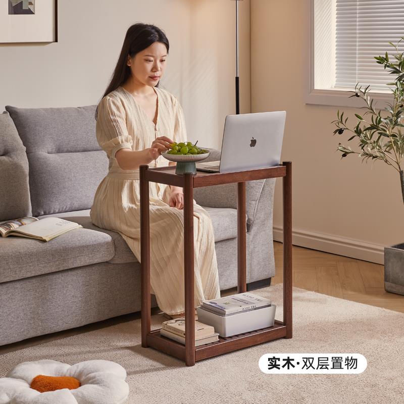 带轮可移动边几实木沙发侧边柜小茶几小户型方桌茶台迷你方形茶几 - 图3