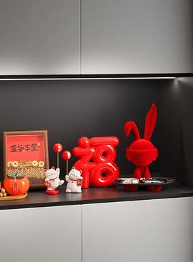 贝汉美柿柿如意客厅入户玄关摆件轻奢高档电视柜饰品乔迁新居礼物