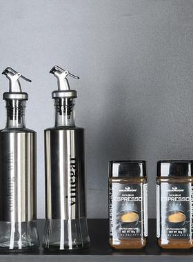 简约现代样板房展厅厨房厨柜摆件油壶调味罐创意软装玻璃道具组合