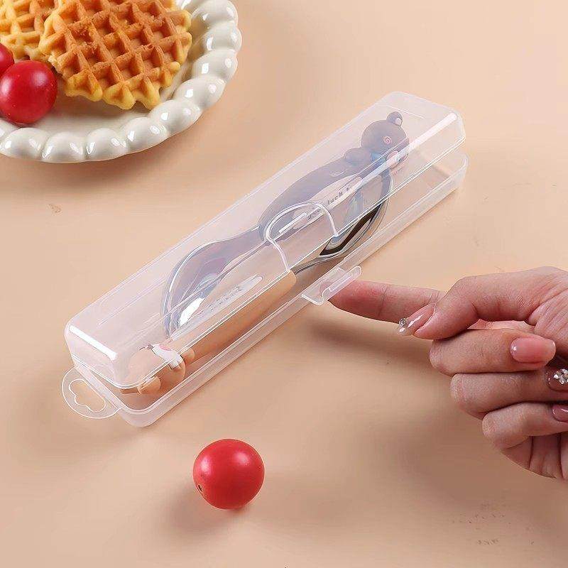 餐具便携盒子空筷勺收纳盒便携式外带上班学生户外透明卡扣翻盖式,淘宝优惠券,粉丝福利购,淘宝优惠卷