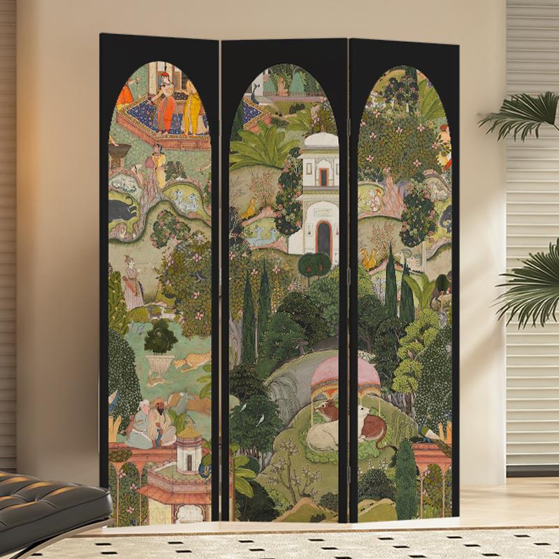 定制屏风移动折叠法式中古风客厅隔断网红直播背景卧室遮挡摄影墙 - 图0