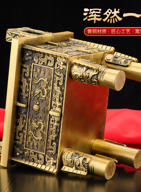 铜鼎摆件黄铜财富宝鼎家居客厅工艺品鼎盛千秋店铺开业前台装饰品