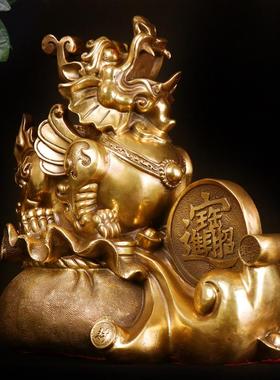 杨铜记 铜坐地生财貔貅 摆开业工艺礼品摆件 钱袋布袋貔貅