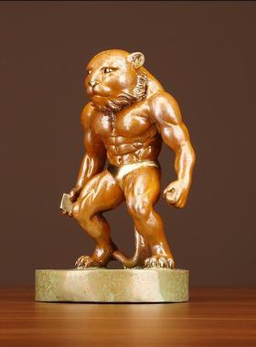 彩铜搬砖虎虎哥摆件卡通虎家居客厅电视柜办公区工艺品礼品摆设