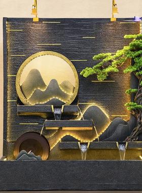 流水帘水幕墙假山流水喷泉民宿庭院装饰造景观鱼池缸瀑布屏风摆件