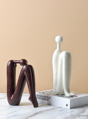 北欧侘寂风火柴人n雕塑陶瓷工艺品摆件家居样板房装饰品
