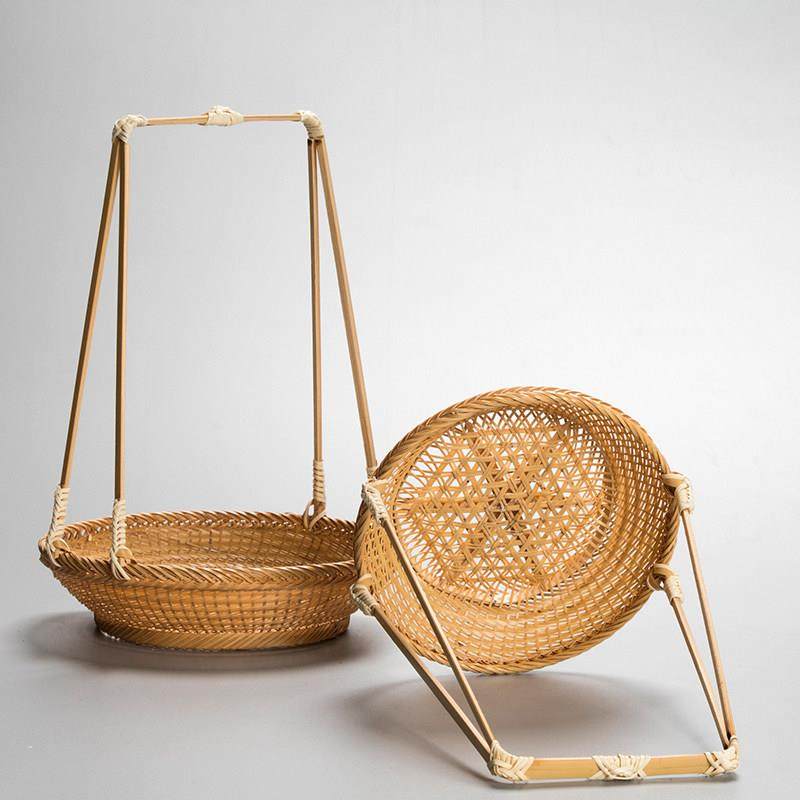 手工玉竹精编小提篮吊篮干果篮茶点心篮花器茶道收纳家用创意圆形,淘宝优惠券,粉丝福利购,淘宝优惠卷