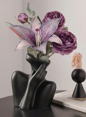 贝汉美轻奢高档陶瓷花瓶摆件高级感客厅插花玄关电视柜家居装饰品